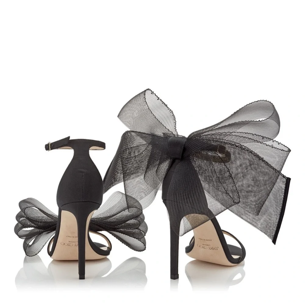 New Jimmy Choo Aveline 100 Mesh Fascinator Bows 38.5 $1,175 - Picture 5 of 16